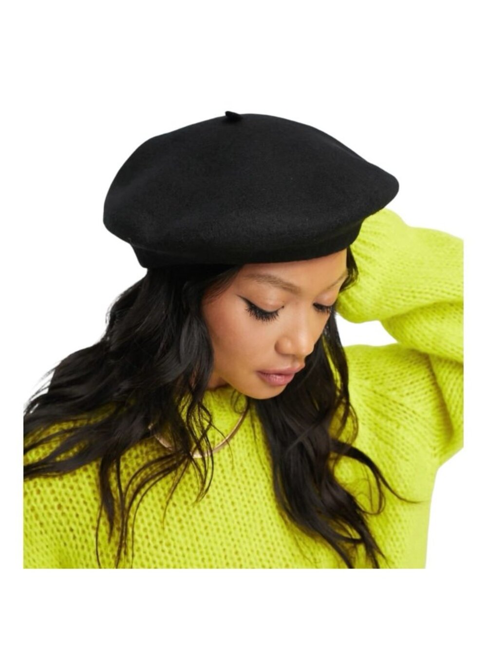 & Other Stories Paris Atelier Black Wool Beret Medium Newsboy Cap Hat NWT